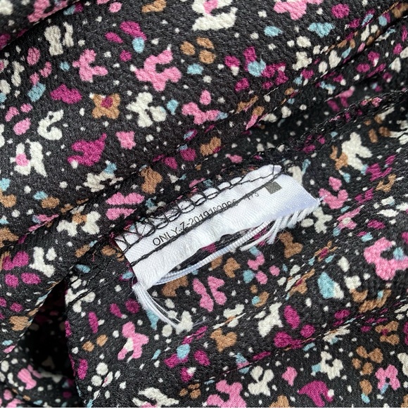 🌸 JACQUELINE DE YONG BOHO BLACK WHITE MULTI FLORAL MOCK NECK LONG SLEEVE DRESS! - Picture 11 of 12